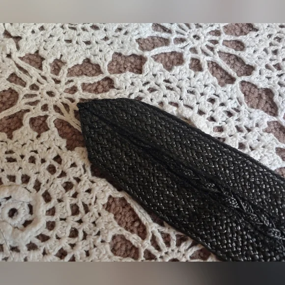 RARE Vintage 80s Black Woven Gothic Retro Bohemian Braided Belt - Picture 10 of 12